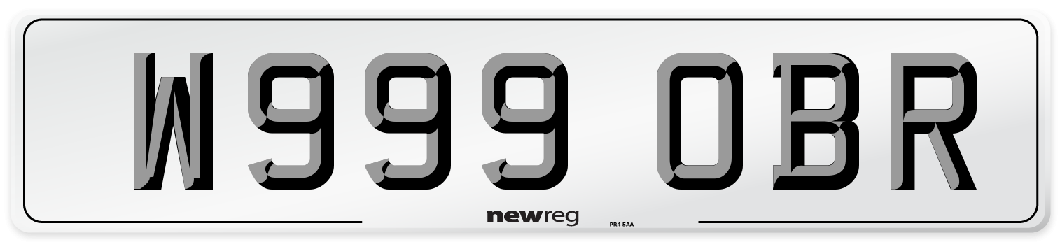 W999 OBR Number Plate from New Reg